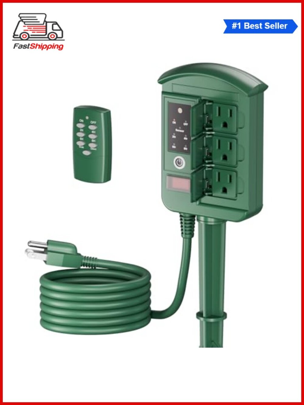 🎅 Outdoor Power Stake Timer 6 Outlets Remote Control Weatherproof